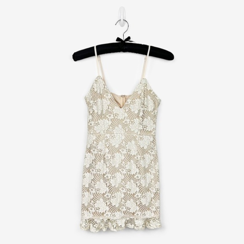 Superdown Sharon Mini Dress Size S Cream Lace Glam Party Event Wedding Guest